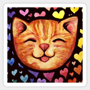 Happy Orange Cat Sticker